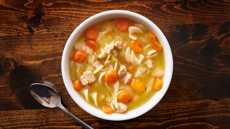Bowl of chicken noodle soup