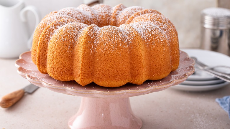 bundt cake on stand