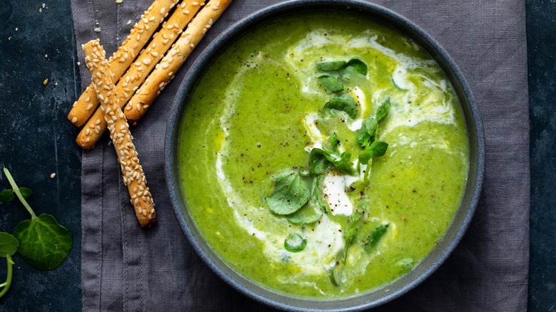 bowl of watercress soup