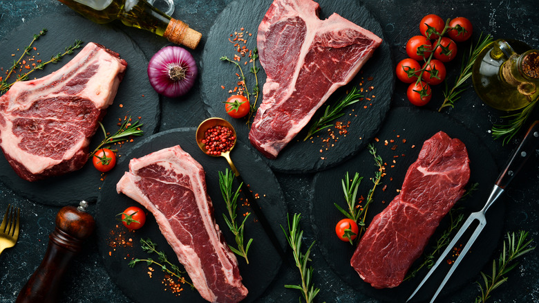 A variety of steaks