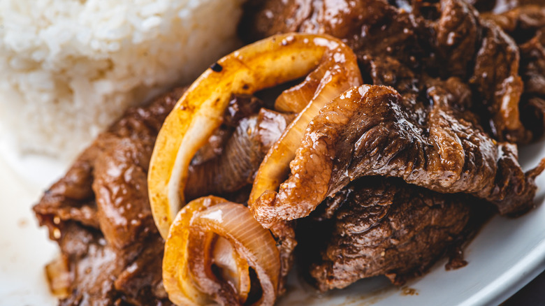 Bistek Tagalog with rice