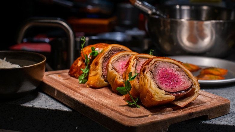 Beef Wellington on a platter
