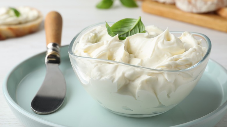 cream cheese with cheese knife