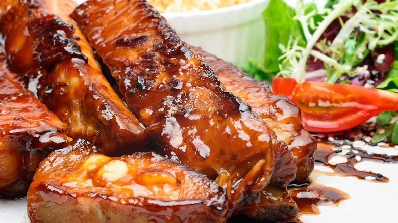 Barbecued pork close-up