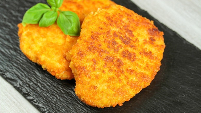 Ritz cracker breading on meat