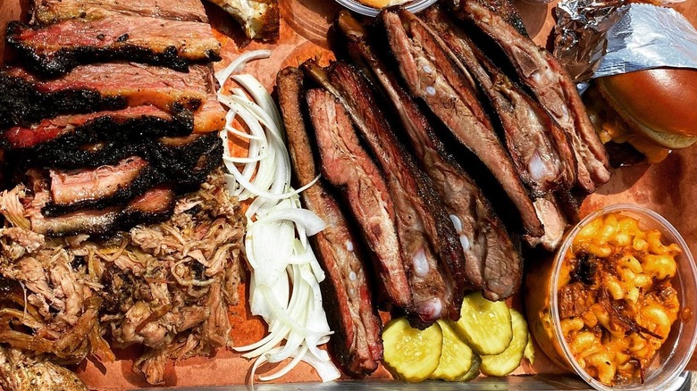 Ribs, pulled pork, and pickles