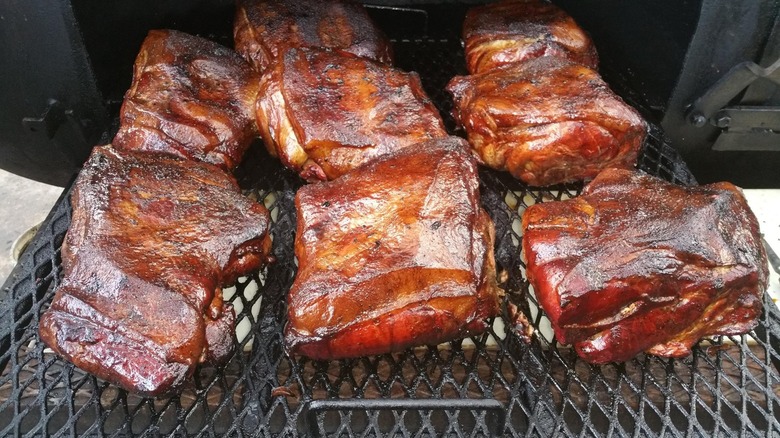 Barbecued meat on grill