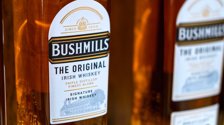 Bottles of Bushmills whiskey