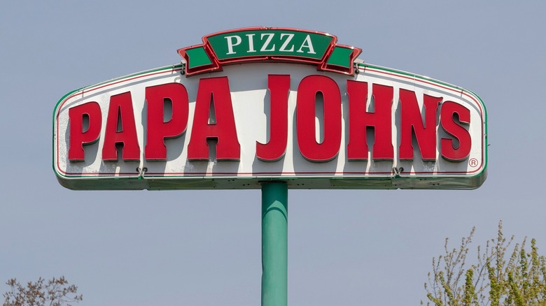A Papa John's Pizza location exterior sign