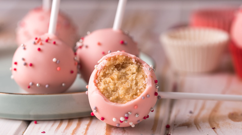 Pink cake pops with sprinkles
