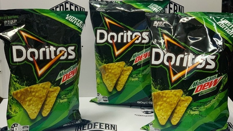 Bags of Doritos Mountain Dew