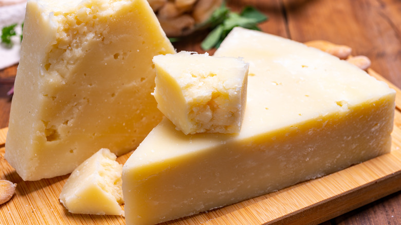 pieces of romano cheese