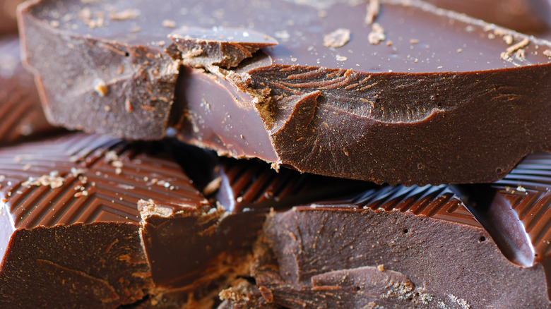 pieces of broken dark chocolate