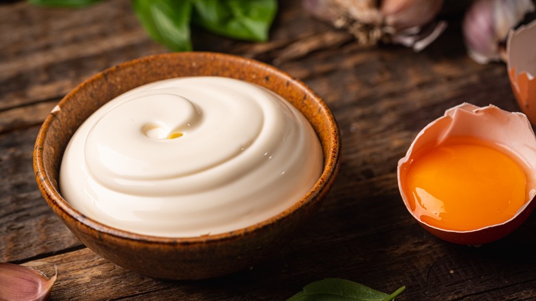 homemade mayonnaise with egg yolk