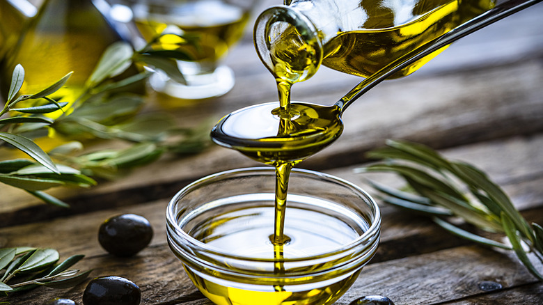 extra-virgin olive oil being poured