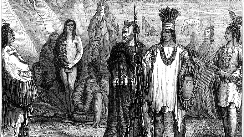 Illustration of Muscogee tribe members