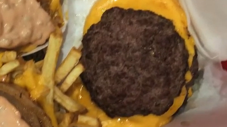 Two burger patties and cheese