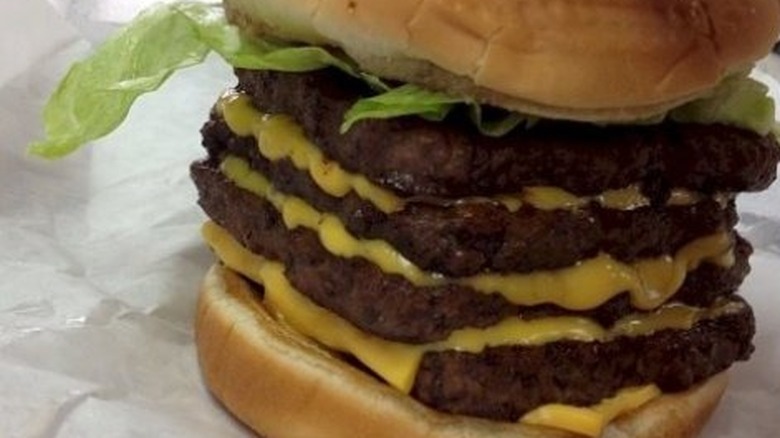 Wendy's burger with four patties