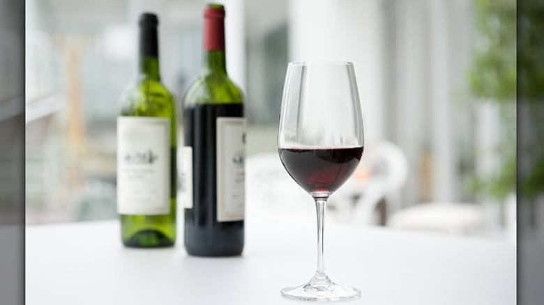 Bottles of wine and glass