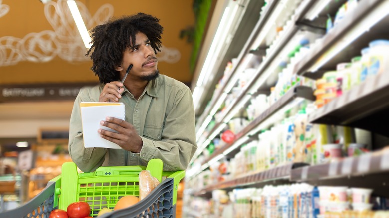 confused shopper at store