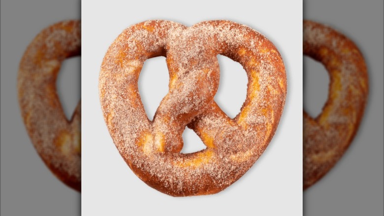 A Sheetz Cinnamon and Sugar Pretzel, well dusted with cinnamon sugar