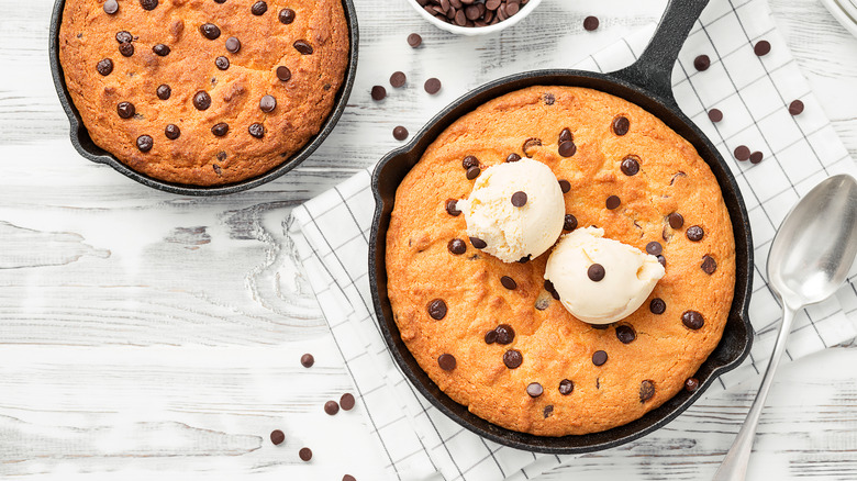 Cast iron skillet cookie with ice cream