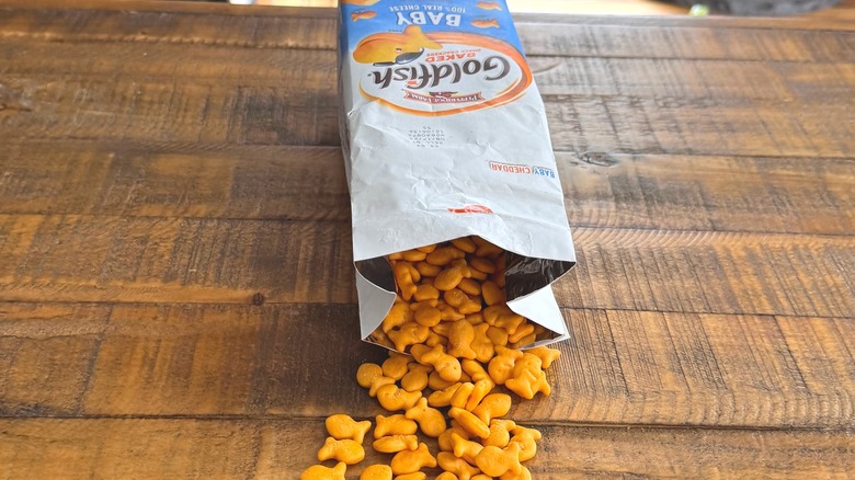 Baby Goldfish bag open on table