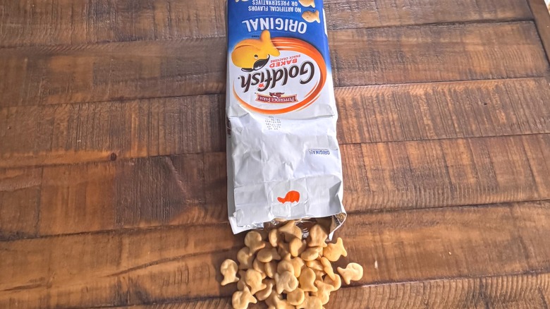 Original Goldfish bag open on table