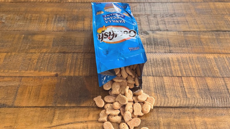 Vanilla Cupcake Goldfish bag open on table