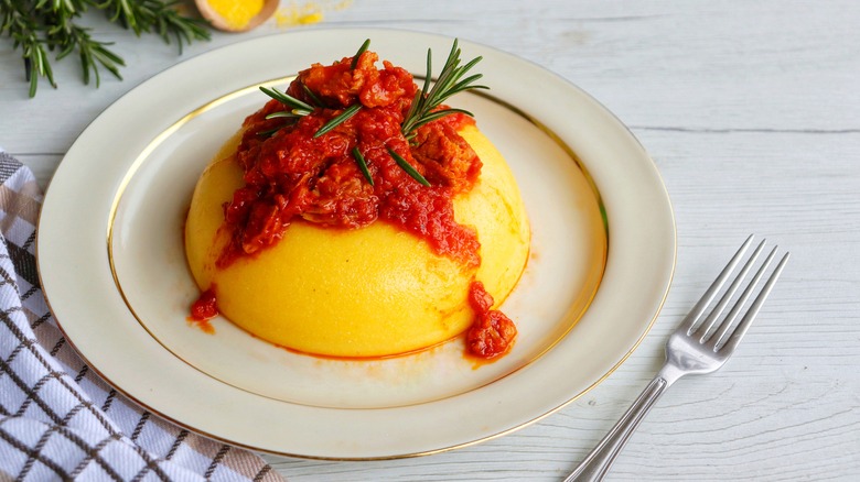 Polenta with marinara sauce