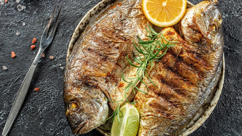Grilled sea bream