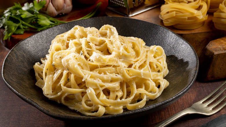 Fettuccine Alfredo in bowl