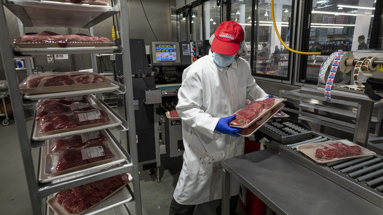 costco butcher in packaging area