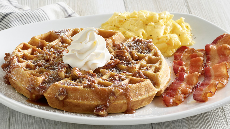 Perkins waffle eggs and bacon