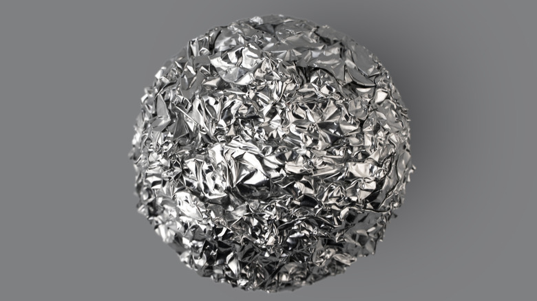 A ball of aluminum foil