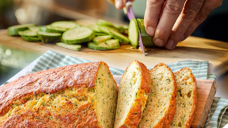sliced zucchini and zucchini bread