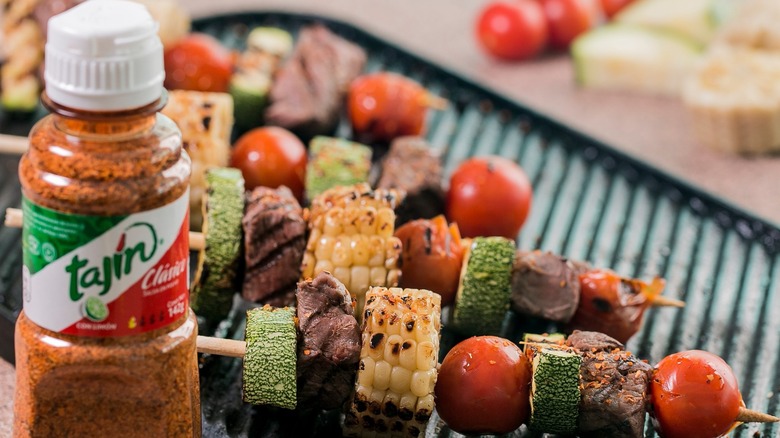 Tajín with beef kebobs