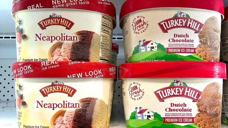 four containers of Turkey Hill ice cream