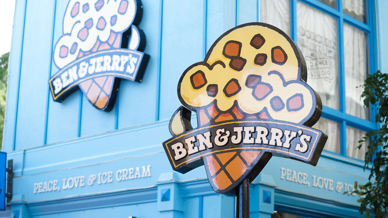 Ben & Jerry's sign outside a retail store for the chain
