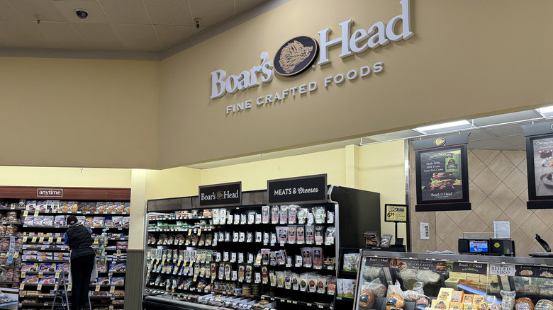 A display of Boar's Head meat and cheese products
