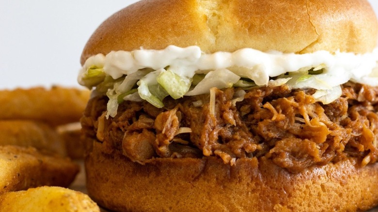 Jack pulled pork sandwich from Odd Burger and fries