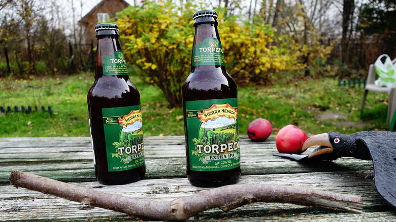 two beers on wooden table