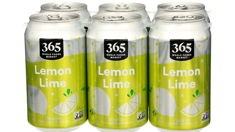 Cans of 365 Lemon Lime soda