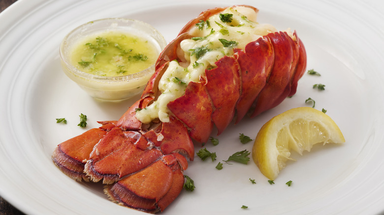Lobster tail with butter and lemon