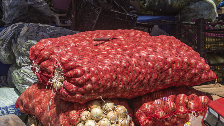 Large sacks of onions