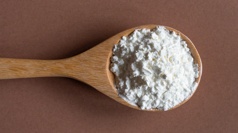 cornstarch in wooden spoon
