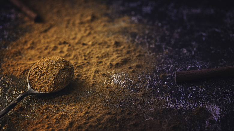 ground cinnamon on rustic background