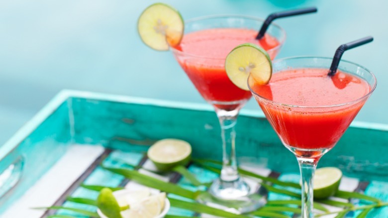 two strawberry margaritas