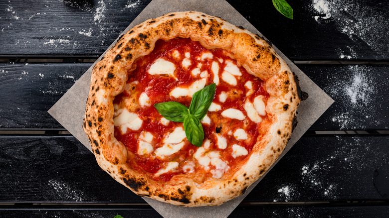 Margherita pizza on stone