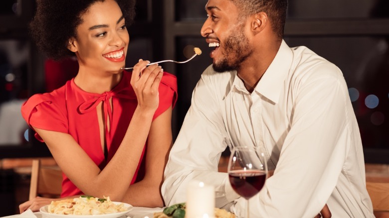 Cople enjoying Italian food